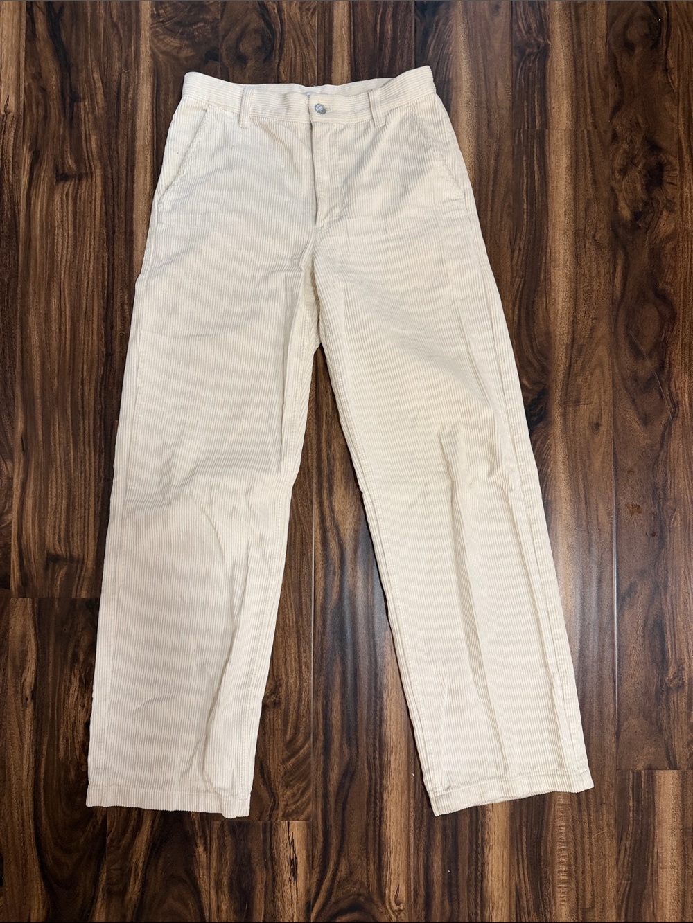TNA Cream Corduroy Straight-Leg Pants